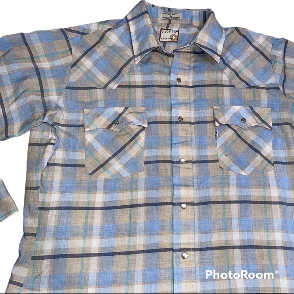 Vintage White Tab Levi’s Plaid Pearl Snap Shirt - Picture 2 of 9